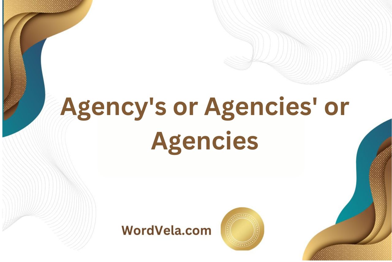 Agency's or Agencies' or Agencies